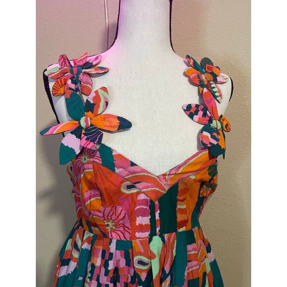 Farm Rio x Anthropologie Pleated Palm Midi Dress - Picture 1 of 4